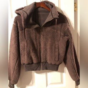 Lululemon Short and Sweet Reversible Hoodie Heathered Antique Bark XS